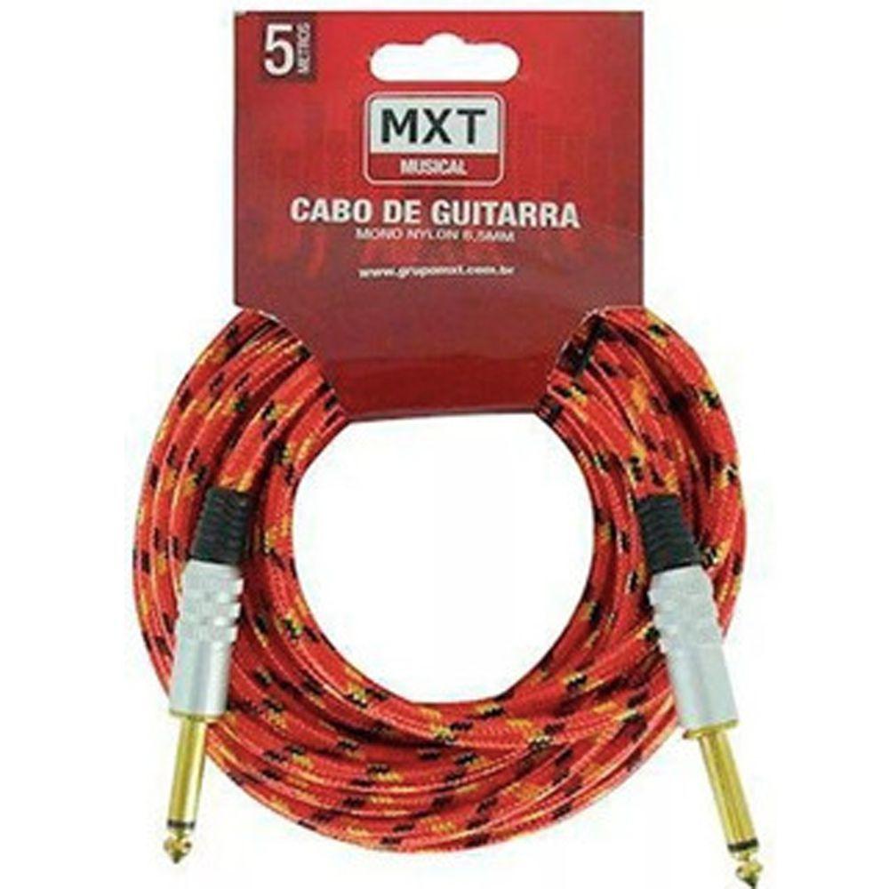 Cabo MXT P10xP10 5 metros em tecido para Guitarra Violão Baixo e