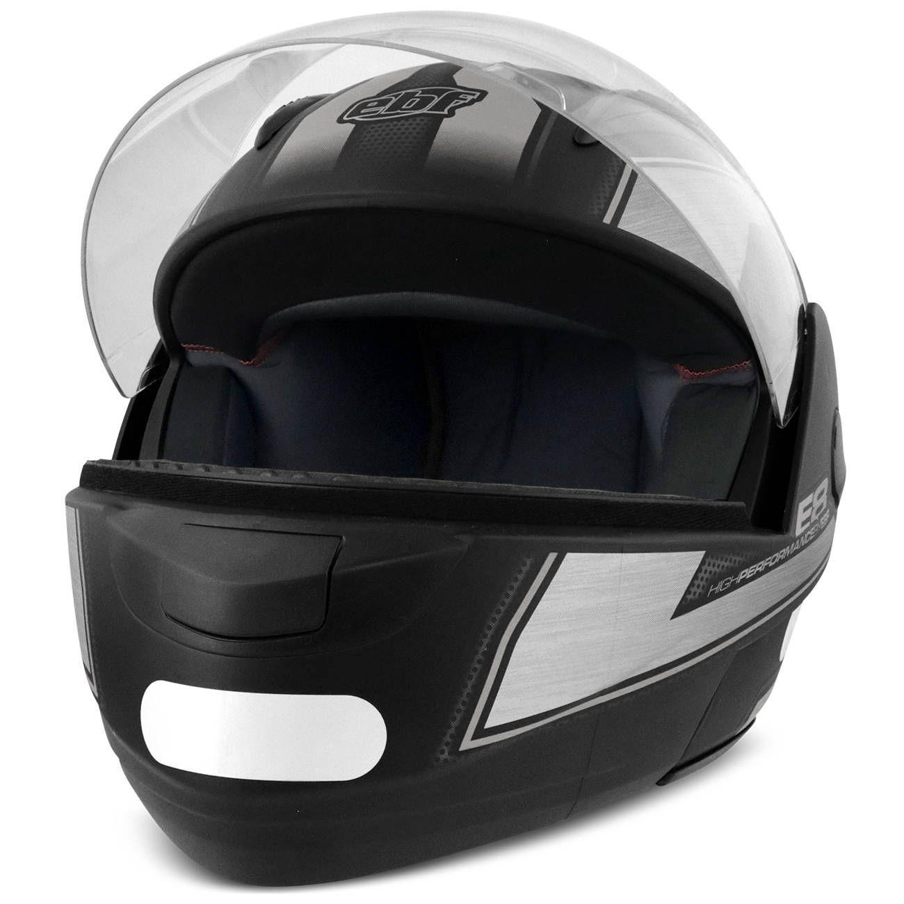 Capacete Escamoteável Robocop EBF Novo E8 Performance Preto Fosco e