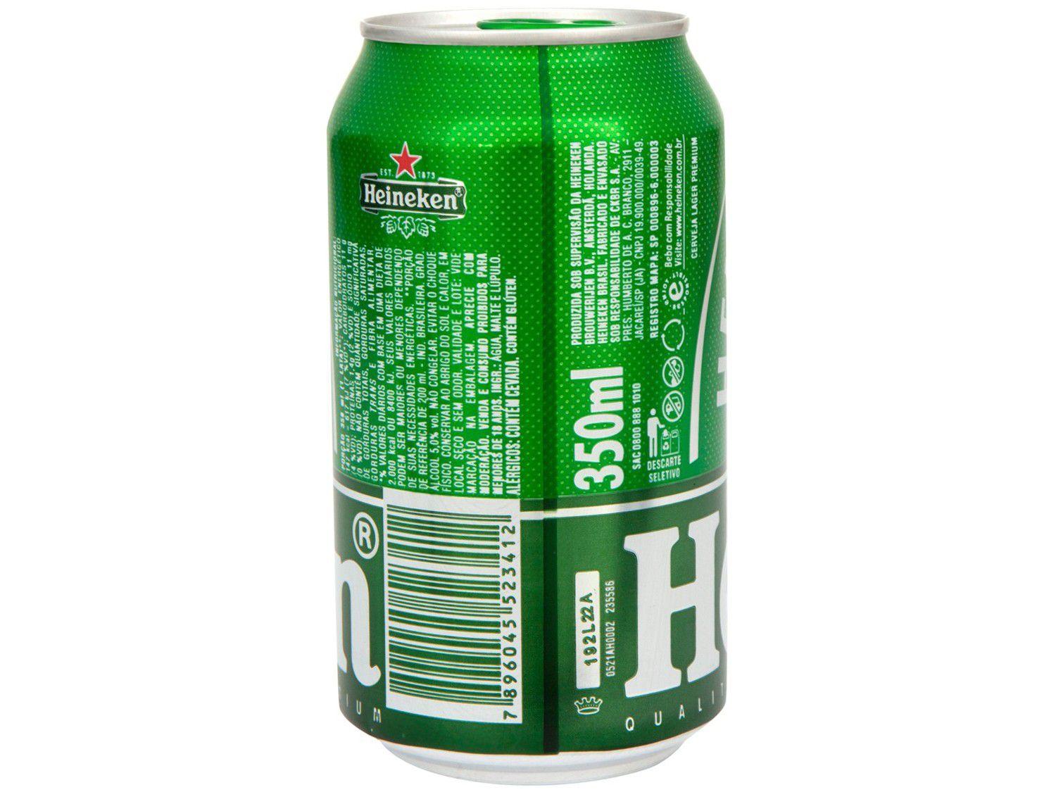 Cerveja Heineken Premium Puro Malte Lager 12 Unidades Lata 350ml