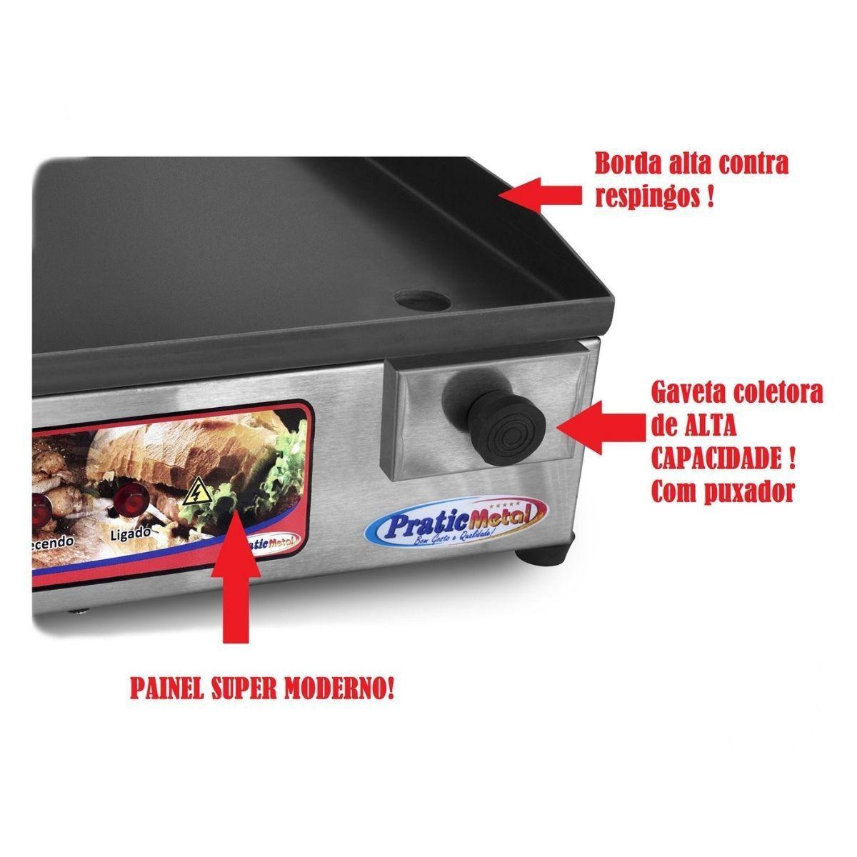 Chapa de Lanche Elétrica em Inox 40x35cm 1600w 127v Pratic PRATIC