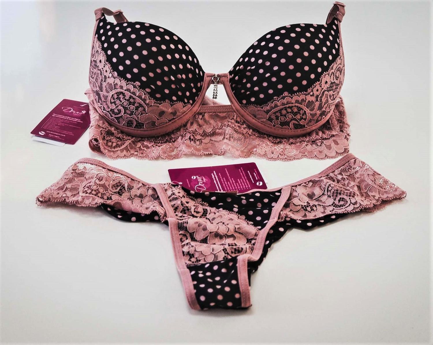 Conjunto Lycra E Renda Estampa Po Romance Donne Lingerie Conjunto