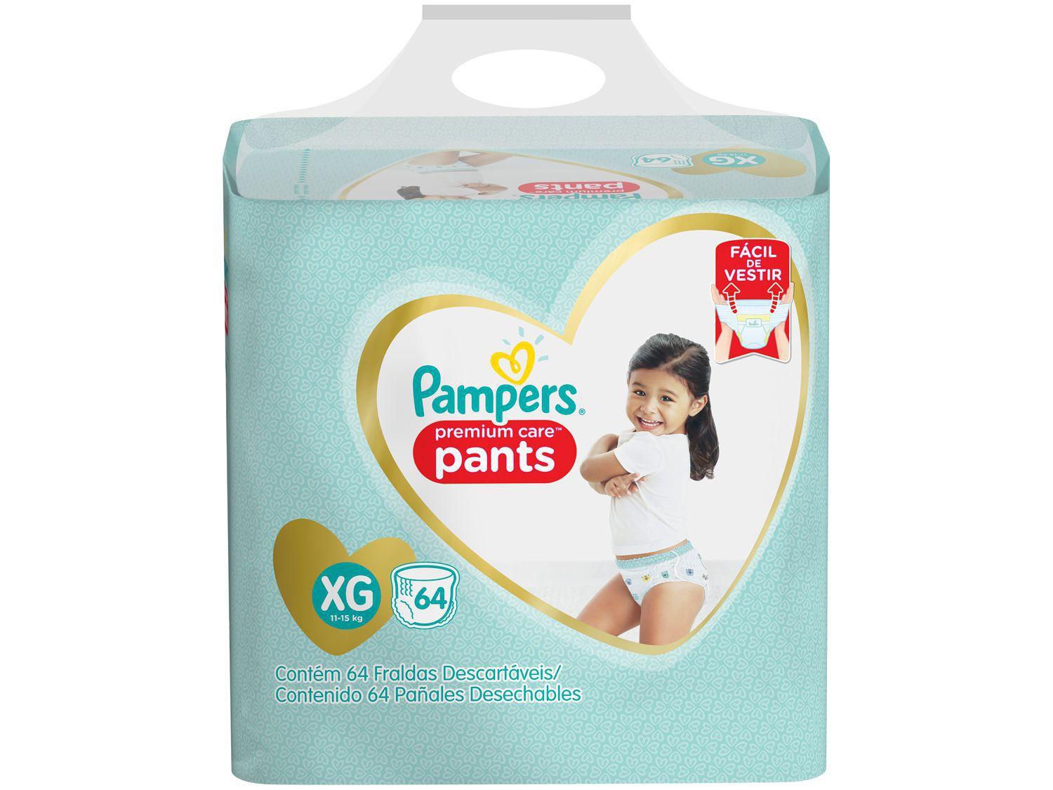 Fralda Pampers Premium Care Pants Calça Tam XG 11 a 15kg 64 Unidades