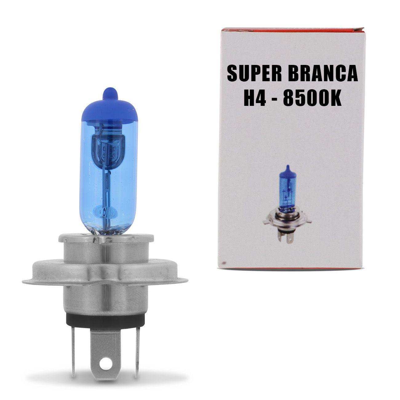 Lâmpada Super Branca H4 8500K 12V 55W Efeito Xênon Aplicação Farol