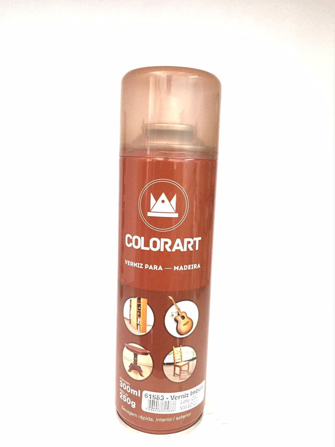 Spray Verniz Imbuia Para Madeira Móveis Porta Colorart 300ml Verniz