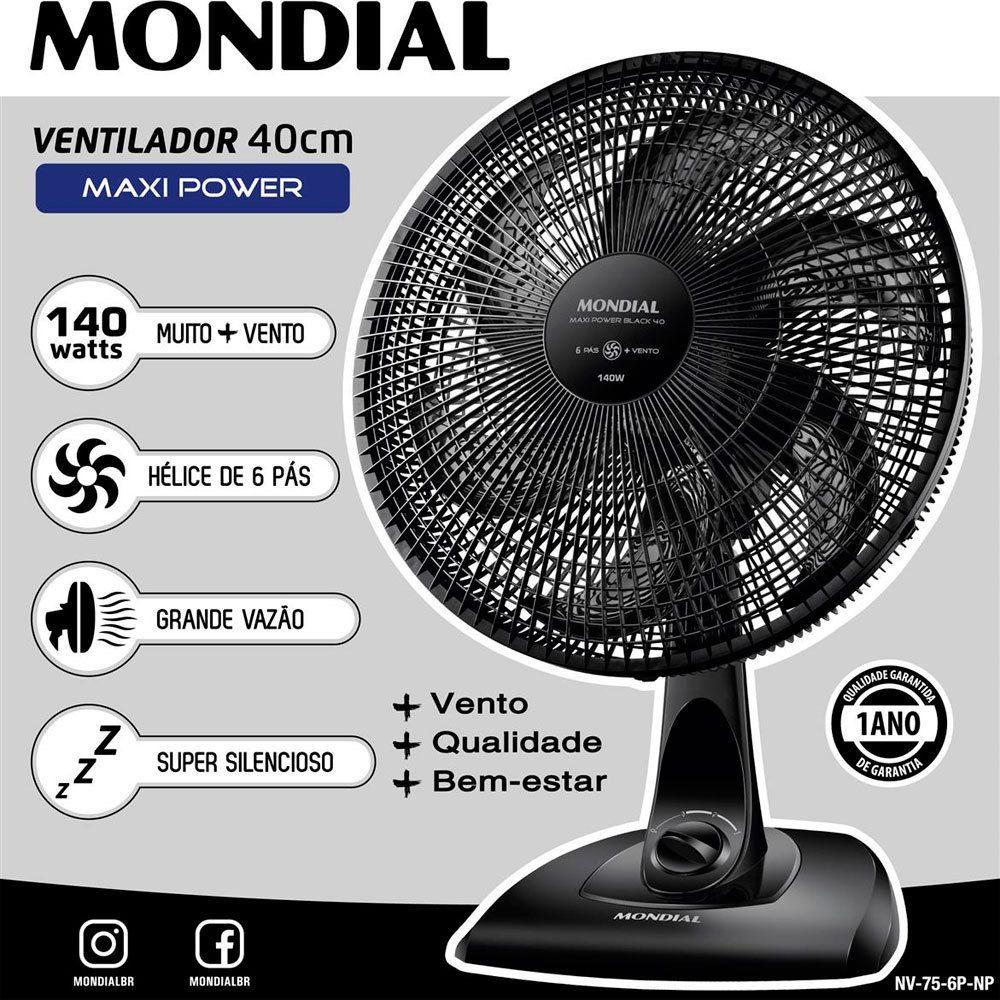 Ventilador De Mesa Cm P S Preto Maxi Power Mondial