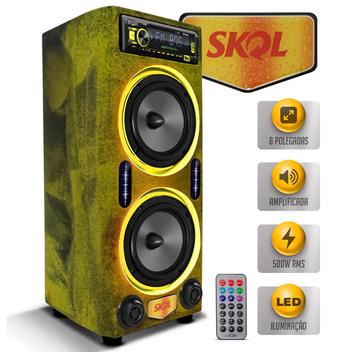 Caixa De Som Bob Residencial Skol Amplificada 500w Kit 2 Vias 6 Pol