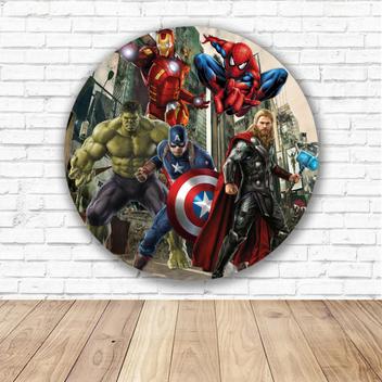 Capa Para Painel Redondo Vingadores Tecido Sublimado Veste F Cil