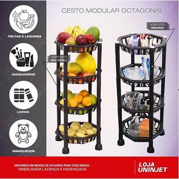 Cesto Modular Fruteira Multiuso 4 Andares Uninjet Fruteiras