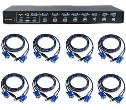 Chaveador Switch Kvm Vga Usb Portas Cabos Kvm M Mig Tec