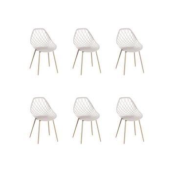 Kit 6 Cadeiras Jantar Cloe Nude PP Base Aço Rivatti Móveis de