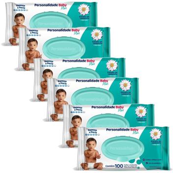 Kit 6x Lenços Umedecidos Personalidade Baby Plus C 100 Toalhinhas