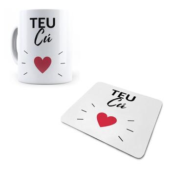 Kit Caneca E Mouse Pad Teu Cú Coração Malucos Por Personalizado Kit