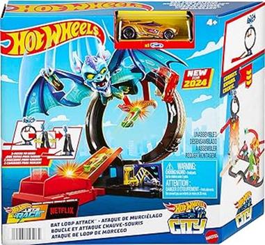 Pista Hot Wheels Ataque De Loop De Morcego Mattel Htn Assento De Eleva O Booster