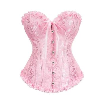 Plus Size Vitoriano Espartilho Sexy Overbust Renda Bustier Vintage Flor Impress O Lingerie