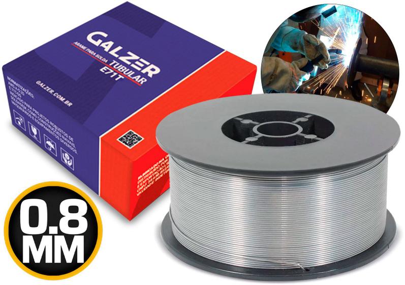 Arame Solda Mig Uso Sem Gás 0 8mm Rolo De 1kg Galzer Arame para