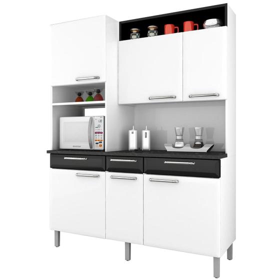 Armário para Cozinha Regina Itatiaia I3VG3 155 Branco Preto Armário