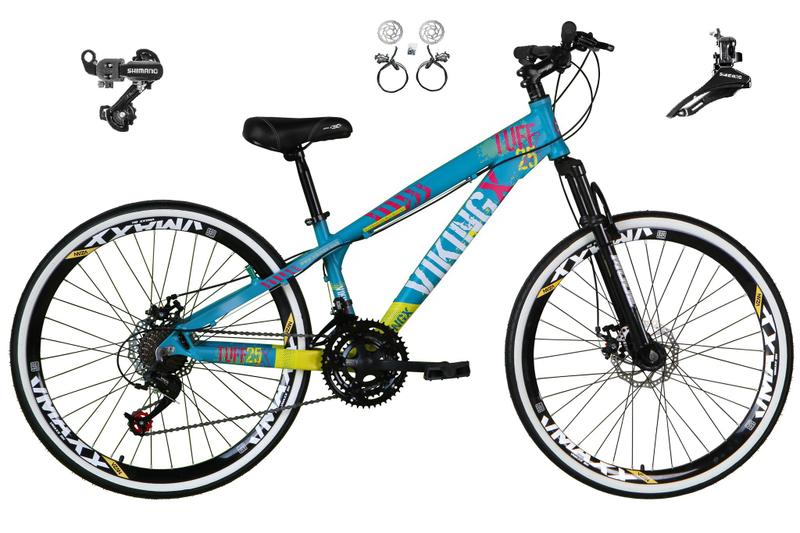 Bicicleta Aro 26 Vikingx Tuff 21v Alumínio Câmbios Shimano Freio a