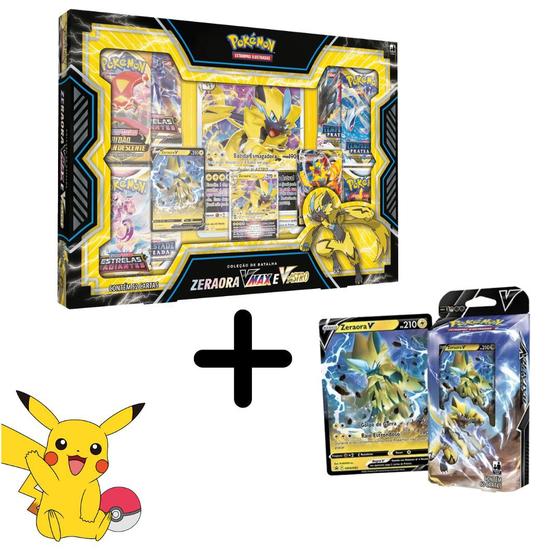 Box Pokemon Premium Deck De Batalha Zeraora Vmax Carta Copag