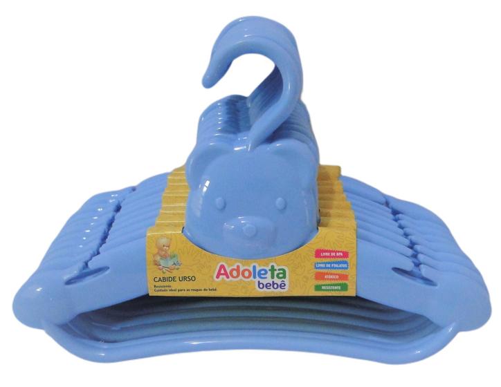 Cabide Infantil Urso Azul Kit Unidades Adoleta Cajovil