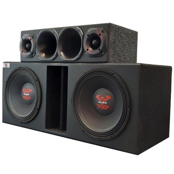 Caixa 2 Woofer De 12 Ultravox 700 Corneteira Hinor ViniSound