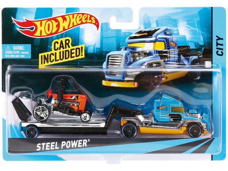 Caminhão Transportador Hot Wheels Steel Power Mattel Caminhões Motos e Ônibus de Brinquedo