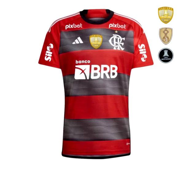 Camisa Flamengo Oficial Patrocinadores I 23 24 patch Campeão da