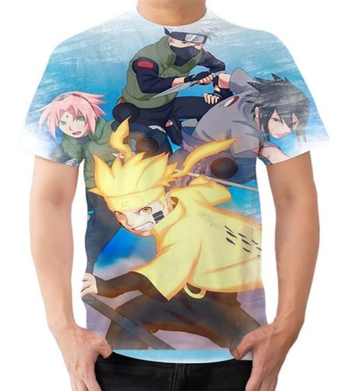 Camiseta Camisa Time Sete Naruto Sasuke Sakura Kakashi Estilo