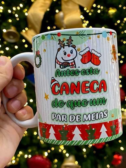 Caneca De Porcelana Meme Flork Natal Antes Essa Caneca Do Que Um Par