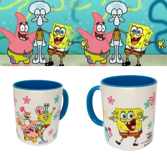 Caneca Porcelana Inafantil Bob Esponja Cal A Quadrada Ml Zona