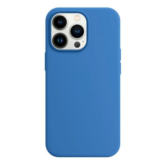 Capa Case Compat Vel Iphone Pro Silicone Aveludada Azul Space Tech