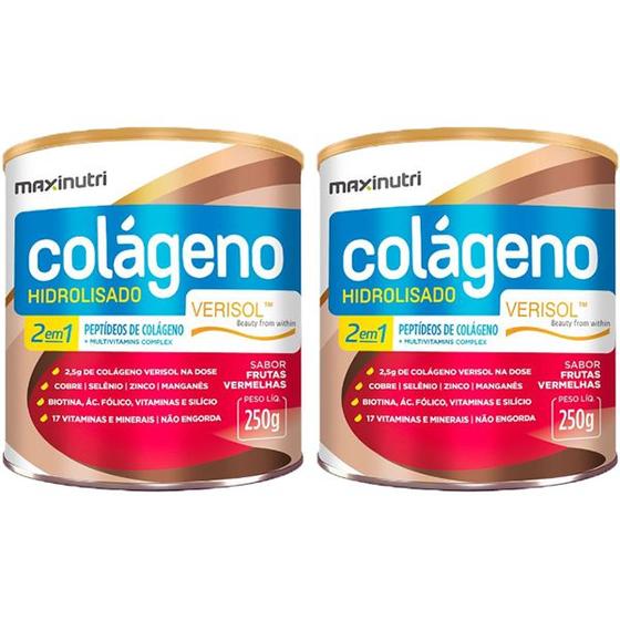 Colágeno Hidrolizado 2x1 Frutas Vermelhas 2 Unidades 250g Maxinutri