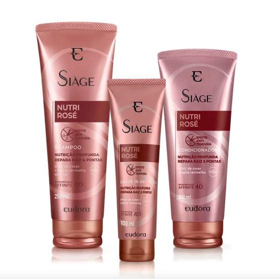 Combo Siàge Nutri Rosé Shampoo Condicionador Leave in Eudora