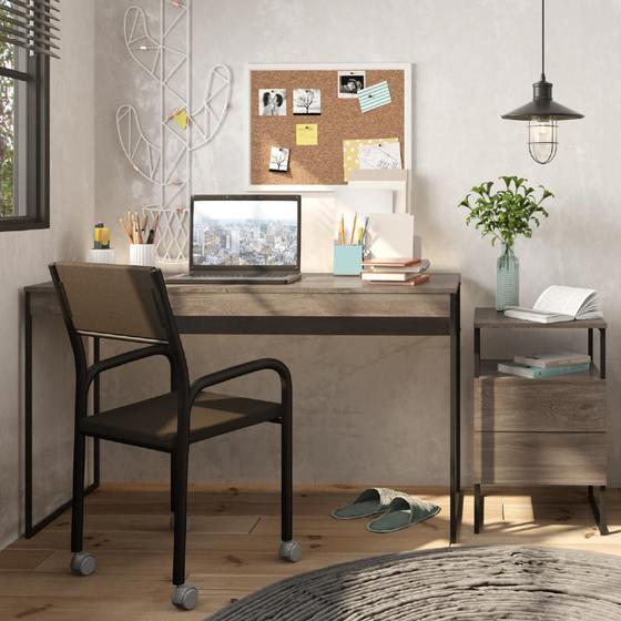 Conjunto Home Office Joy Cadeira Escrivaninha E Gaveteiro Legno