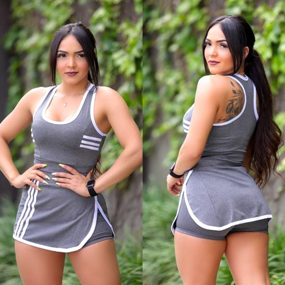 Conjunto Shorts Saia Top Sem Bojo Pra Academia Ou Caminhada