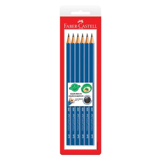 Ecolápis Grafite Sextavado Nº 2 Max Azul 6 Unidades Faber Castell