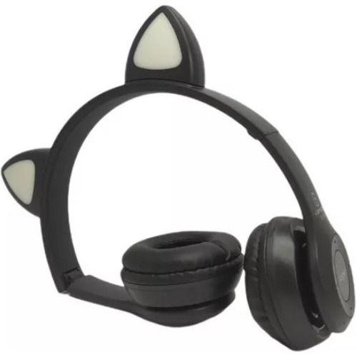 Fone Gatinho Sem Fio Led Bluetooth Infantil Orelha Gato Cat Kapbom