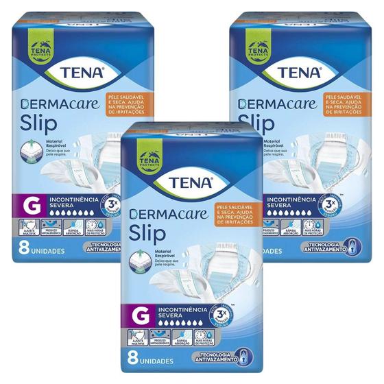 Fralda Geriatrica Tena Slip DermaCare G 24 Unidades Kit Fralda