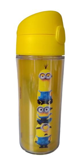 Garrafa De Água Infantil Minions Squeeze Escolar 270 Ml Canudo