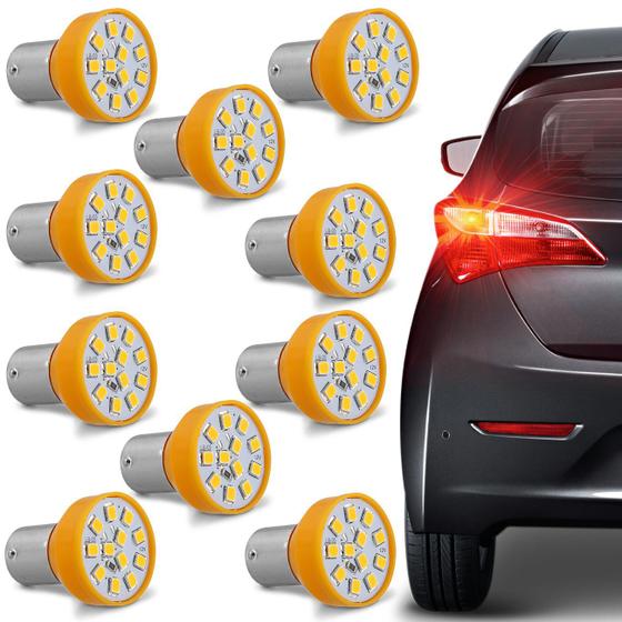 Kit 10 Lâmpadas 12 LEDs 1 Polo Trava Reta 21W 12V Luz Laranja Aplicação