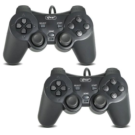 Kit 2 Controles P Games Fio Dualshock KP GM014 Preto Knup Outros