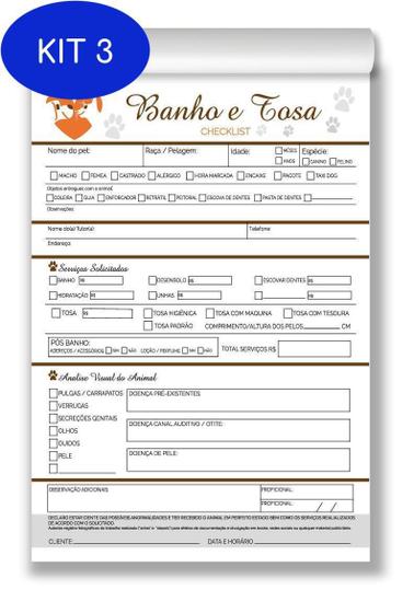 Kit Bloco Ficha De Anamnese Checklist Banho E Tosa Petshop Sonar No Magalu Magazine Luiza