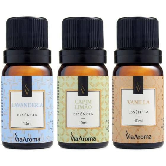 Kit 3 Essências Aromáticas Via Aroma 10ml Essência para Aromatizador