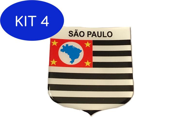 Kit 4 Adesivo resinado Escudo da bandeira do estado de São Paulo