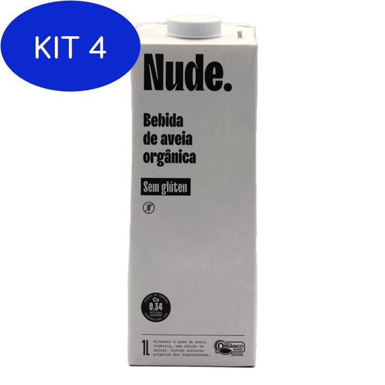 Kit 4 Bebida De Aveia Organico Cacau Nude 1L Bebida Vegetal