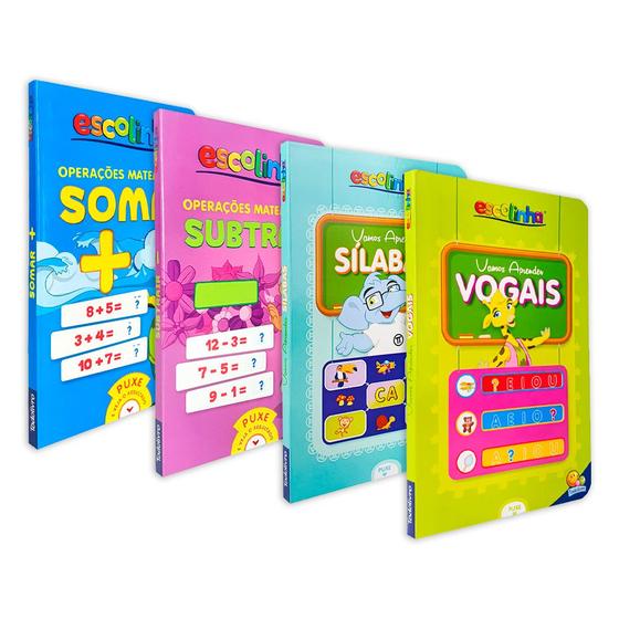 Kit Livros Escolinha Vamos Aprender Vogais E S Labas Opera Es De