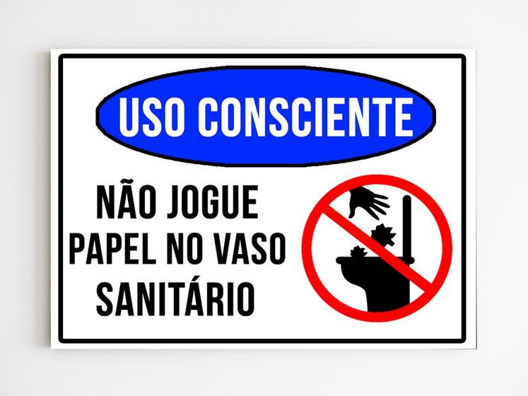 Kit 5 Placas de sinalização não jogue papel no vaso 20x29 Mago das