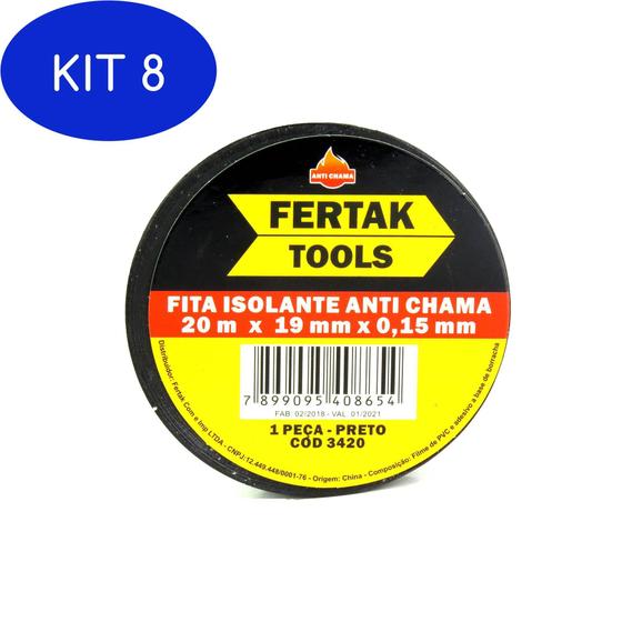 Kit 8 Fita Isolante Anti Chama 20M X 19Mm X 0 15Mm Fertak Tools Fita