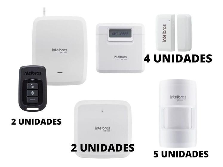 Kit Alarme Sem Fio Intelbras Amt 8000 2 Zonas 3 Controles Alarme