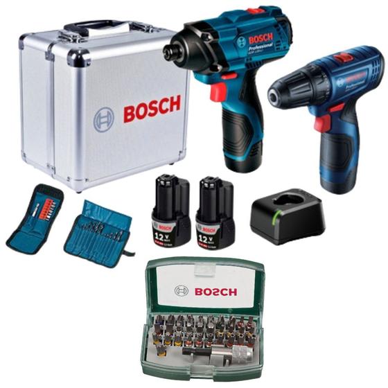 Kit Combo Furadeira Parafusadeira 12v Biv Gdr120 Li E Gsr120 Li Bosch