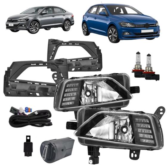 Kit Completo Farol Milha Neblina Auxiliar Sem Drl Novo Polo Virtus